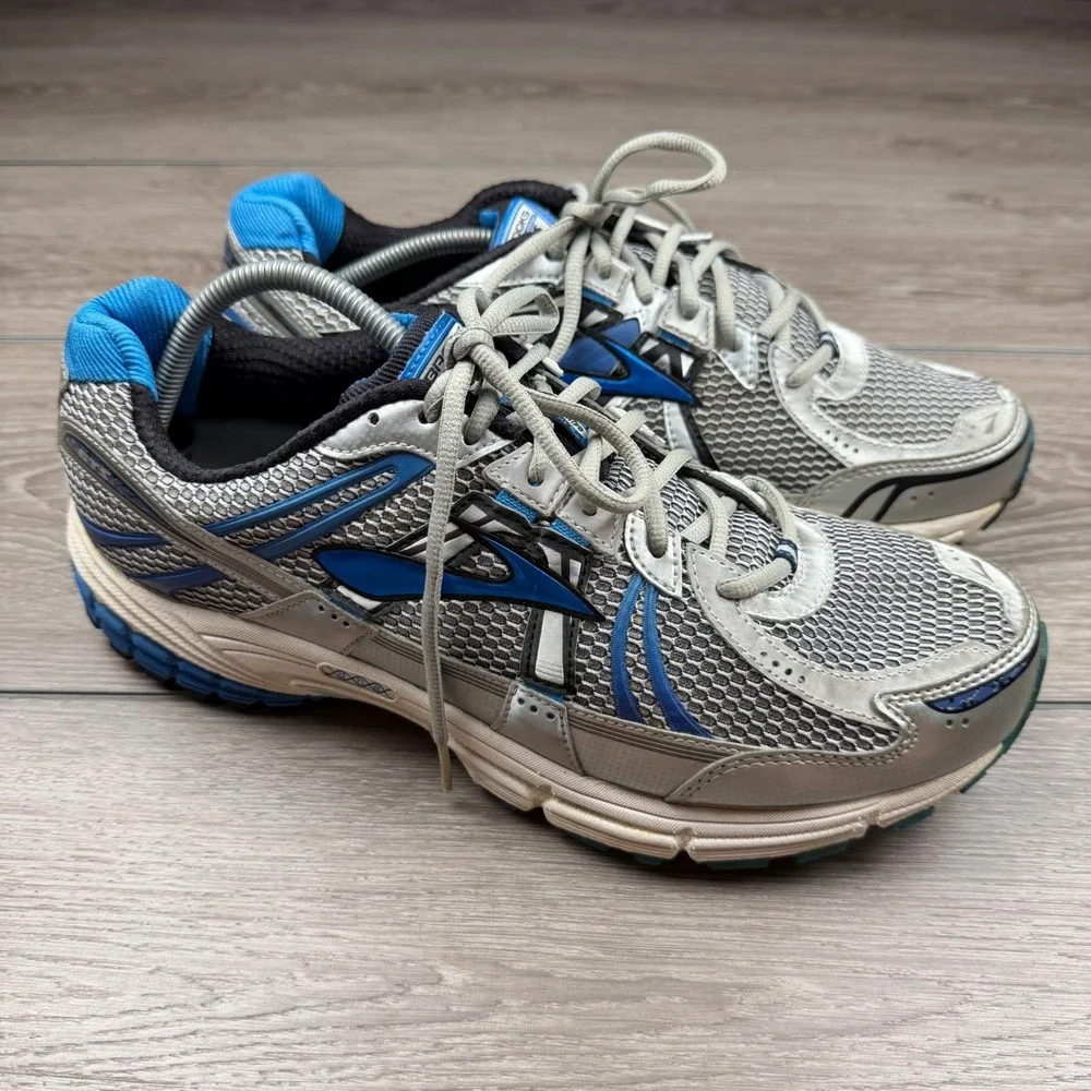 Brooks Mens Running Shoes Adrenaline GTS 12 Extra Wide 4E Silver Blue 13